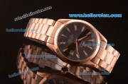 Omega Seamaster Asia 2813 Automatic Full Rose Gold Case with Black Dial-ETA Coating