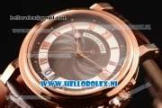 Breguet Marine Big Date Clone Breguet Automatic Rose Gold Case with Brown Dial and Brown Leather Strap