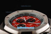 Audemars Piguet Royal Oak Offshore Japanese Miyota Quartz Movement with Red/Black Dial and Silver Case-SS Strap