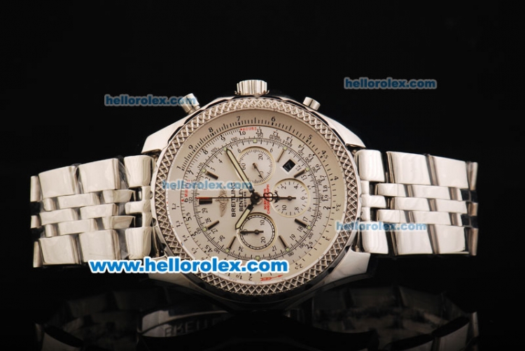 Breitling Bentley Motors Swiss Valjoux 7750 Automatic Movement Full Steel with White Dial and Honeycomb Bezel - Click Image to Close