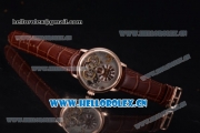 Audemars Piguet Jules Audemars Skeleton Tourbillon Asia ST25 Automatic Rose Gold Case Brown Dial Roman Numeral Markers and Brown Leather Strap