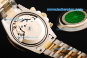 Rolex Daytona Chronograph Swiss Valjoux 7750 Automatic Movement Steel Case with White Dial and Gold Bezel-Two Tone Strap