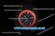 Hublot King Power Chrono Japanese Miyota OS20 Quartz PVD Case with Black Dial Orange Bezel and Black Leather Strap