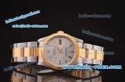 Rolex Datejust Automatic Two Tone Strap with Gold Bezel and Silver Dial