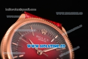 Rolex Cellini Time Asia 2813 Automatic Rose Gold Case with Rose Gold Stick Markers and Black/Red Dial