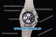 Audemars Piguet Royal Oak Offshore Seiko VK67 Quartz Steel/Diamonds Case with Black Dial and Arabic Numeral Markers