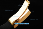 Rolex Datejust Swiss ETA 2836 Automatic Movement Rose Gold Case with Black&Diamond Dial Diamond Marker and Diamond Bezel-Black Rubber Strap