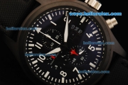 IWC Pilot's Watch TOP GUN Chronograph Quartz Movement PVD Case with Black Dial and Black Strap