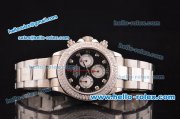 Rolex Daytona Swiss Valjoux 7750-SHG Automatic Steel Case/Strap with Double Row Diamond Bezel - Black Dial and Diamond Markers Rolex Daytona Swiss Valjoux 7750-SHG Automatic Steel Case/Strap with Double Row Diamond Bezel - Black Dial and Diamond Markers