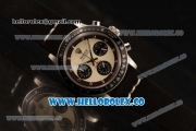 Rolex Daytona Vintage Edition Chrono Miyota OS20 Quartz Steel Case with White Dial and Black Leather Strap