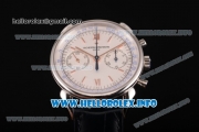 Vacheron Constantin Historiques Cornes de Vache 1955 Chronograph Copy Venus 75 Manual Winding Steel Case with White Dial Stick Markers and Black Leather Strap