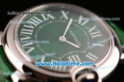 Cartier Ballon Bleu Swiss Quartz Steel Case with Green Leather Strap White Markers and Green Dial