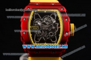 Richard Mille RM 35-01 RAFA Miyota 9015 Automatic PVD Case with Skeleton Dial and Yellow Rubber Strap Dot Markers