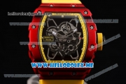 Richard Mille RM 35-01 RAFA Miyota 9015 Automatic PVD Case with Skeleton Dial and Yellow Rubber Strap Dot Markers