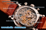 Patek Philippe Grand Complication Swiss Valjoux 7750 Manual Winding Steel Case with White Dial and Brown Leather Strap