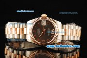 Rolex Datejust Automatic Movement Steel Case with Chocolate Dial and Rose Gold Bezel-Two Tone Strap