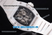 Richard Mille RM 055 Miyota 9015 Automatic Steel Case with Skeleton Dial Dot Markers White Inner Bezel and White Rubber Strap