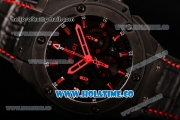 Hublot King Power Chrono Swiss Valjoux 7750 Automatic PVD Case with Black Dial and Red Stick Markers