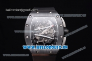 Richard Mille RM 038 Miyota 9015 Automatic PVD Case with Skeleton Dial and Black Rubber Strap Dot Markers