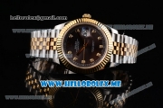 Rolex Datejust II Asia 2813 Automatic Two Tone Case/Bracelet with Brown Dial and Diamonds Markers (BP)