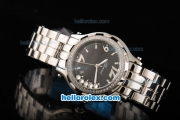 Chopard Happy Sport Miyota Quartz Movement Silver Stick Markers with Diamond Bezel and Black Dial-Lady Size