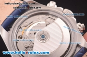 Rolex Daytona Chronograph Swiss Valjoux 7750 Automatic Steel Case with Diamond Bezel and White Dial-Blue Leather Strap