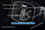 1:1 Richard Mille RM 35-02 RAFAEL NADA Japanese Miyota 9015 Automatic Black PVD Case with Skeleton Dial White Crown Black Rubber Strap