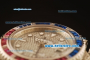 Rolex GMT Master II Swiss ETA 2836 Automatic Full Steel with Blue and Red Diamond Bezel-Diamond Dial/Strap