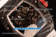 Richard Mille RM 055 Miyota 9015 Automatic Carbon Fiber Case with Skeleton Dial and White Rubber Strap