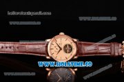 Vacheron Constantin Patrimony Swiss Tourbillon Manual Winding Rose Gold Case with Beige Dial Brown Alligator Strap and Stick Markers