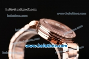 Omega De Ville Ladymatic Swiss ETA 2824 Rose Gold Case Rose Gold Bracelet with Diamond Bezel and White Dial