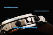 Audemars Piguet Royal Oak Chronograph Quartz Movement Steel Case with White Dial and Black Leather Strap