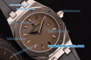 Audemars Piguet Royal Oak Lady Miyota OS2035 Quartz Steel Case with Black Rubber Strap Gold Markers and Grey Grid Dial