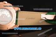 Cartier Calibre De Cartier Miyota 9015 Automatic Rose Gold Case with White Dial and Green Leather Strap