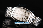 Franck Muller Conquistador Swiss ETA 2824 Automatic Movement Full Steel with White Dial and Silver Numeral Markers