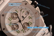 Audemars Piguet Royal Oak Offshore Swiss Valjoux 7750-DD Automatic Full Steel with White Dial and Green Numerals Markers- Run