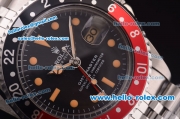 Rolex GMT Master Vintage Swiss ETA 2836 Automatic Full Steel with Black/Red Bezel and Black Dial