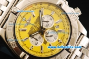 Breitling Chronomat B01 Chronograph Quartz Movement Full Steel with Yellow Dial and Stick Markers