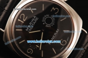 Panerai Radiomir Marina Militare Asia 6497 Manual Winding Steel Case with Black Dial and Black Leather Strap