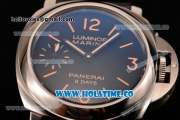 Panerai Luminor Marina 8 Days Acciaio PAM 510 Asia 6497 Manual Winding Steel Case with Stick/Arabic Numeral Markers and Black Dial