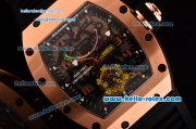 Richard Mille RM036 ST28-UP Automatic Rose Gold Case with Black Rubber Strap Skeleton Dial and Arabic Numeral Markers- 7750 Coating