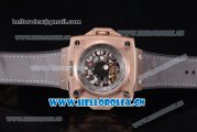 Hublot Masterpiece MP 08 Antikythera Sunmoon Asia 2813 Automatic Rose Gold Case Skeleton Dial Grey Leather Strap and Stick Markers