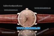 BlancPain Villeret Ultraplate Remontage Automatique Miyota 9015 Automatic Steel Case with Brown Dial and Stick Markers