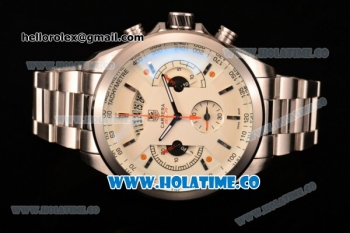 Tag Heuer Grand Carrera SLR Chrono Miyota Quartz Full Steel with White Dial and Stick Markers