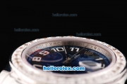 Rolex Datejust Oyster Perpetual Automatic Movement Blue Dial with White Numeral Marker and Diamond Bezel-Black Leather Strap