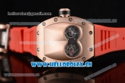 Richard Mille RM053 Asia Automatic Rose Gold Case with Skeleton Dial and Red Rubber Strap