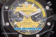 Audemars Piguet Royal Oak Offshore Diver Chronograph Clone AP Calibre 3126 Automatic PVD Case Yellow Dial Yellow Rubber Strap and Stick Markers (EF)