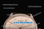 Rolex Cellini Asia 2813 Automatic Steel Case with Silver Dial Black Leather Strap and Stick Markers (BP)