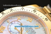 Rolex Daytona Chrono Swiss Valjoux 7750 Automatic Full Yellow Gold with Pink MOP Dial and Roman Numeral Markers