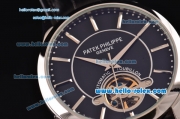 Patek Philippe Complicated ST18 Automatic with Tourbillon Steel Case with Silver Stick Markers and Black Dial